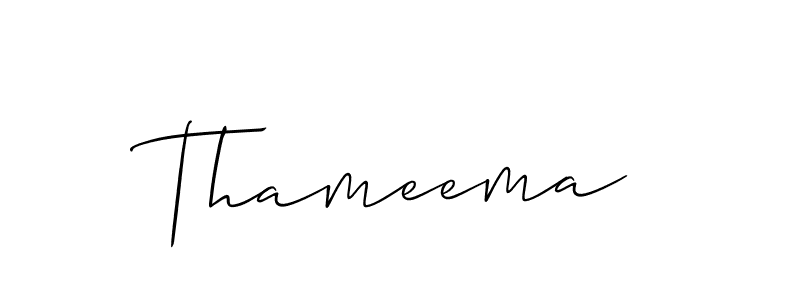 Allison_Script is a professional signature style that is perfect for those who want to add a touch of class to their signature. It is also a great choice for those who want to make their signature more unique. Get Thameema name to fancy signature for free. Thameema signature style 2 images and pictures png