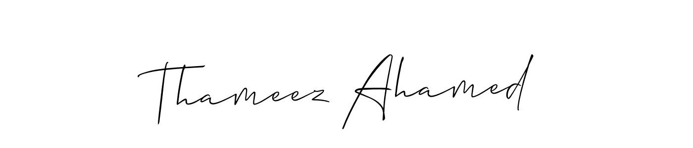 if you are searching for the best signature style for your name Thameez Ahamed. so please give up your signature search. here we have designed multiple signature styles  using Allison_Script. Thameez Ahamed signature style 2 images and pictures png