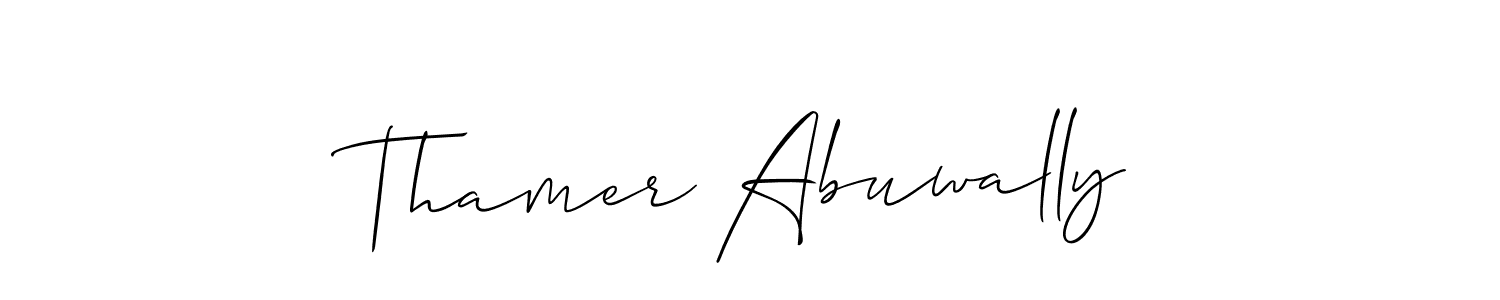 This is the best signature style for the Thamer Abuwally name. Also you like these signature font (Allison_Script). Mix name signature. Thamer Abuwally signature style 2 images and pictures png