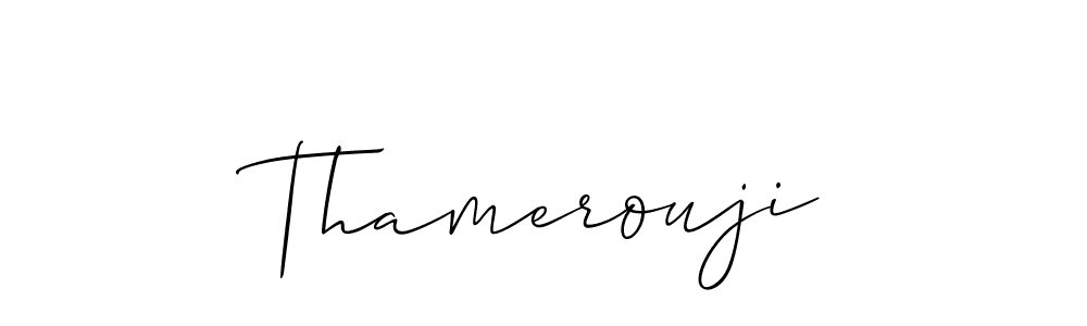 The best way (Allison_Script) to make a short signature is to pick only two or three words in your name. The name Thamerouji include a total of six letters. For converting this name. Thamerouji signature style 2 images and pictures png