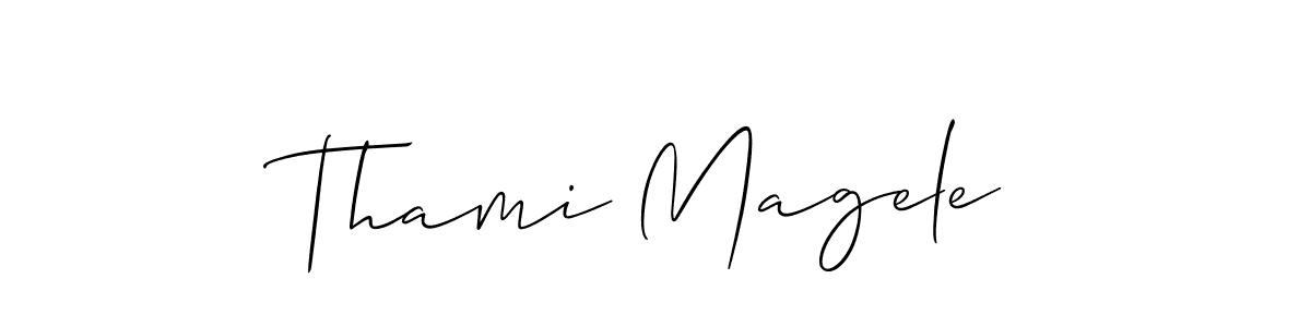 if you are searching for the best signature style for your name Thami Magele. so please give up your signature search. here we have designed multiple signature styles  using Allison_Script. Thami Magele signature style 2 images and pictures png