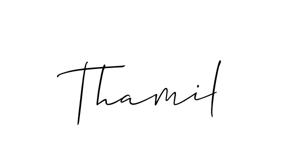 Design your own signature with our free online signature maker. With this signature software, you can create a handwritten (Allison_Script) signature for name Thamil. Thamil signature style 2 images and pictures png