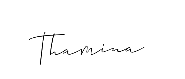 Make a short Thamina signature style. Manage your documents anywhere anytime using Allison_Script. Create and add eSignatures, submit forms, share and send files easily. Thamina signature style 2 images and pictures png