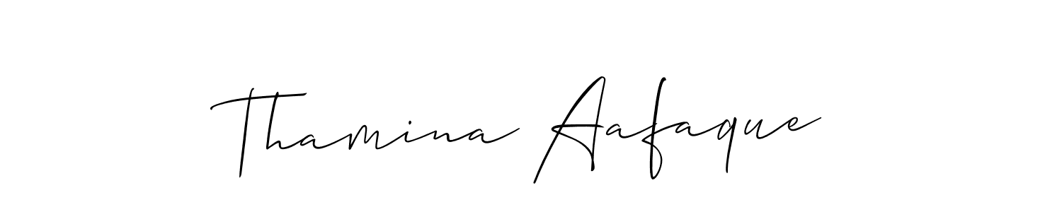 It looks lik you need a new signature style for name Thamina Aafaque. Design unique handwritten (Allison_Script) signature with our free signature maker in just a few clicks. Thamina Aafaque signature style 2 images and pictures png