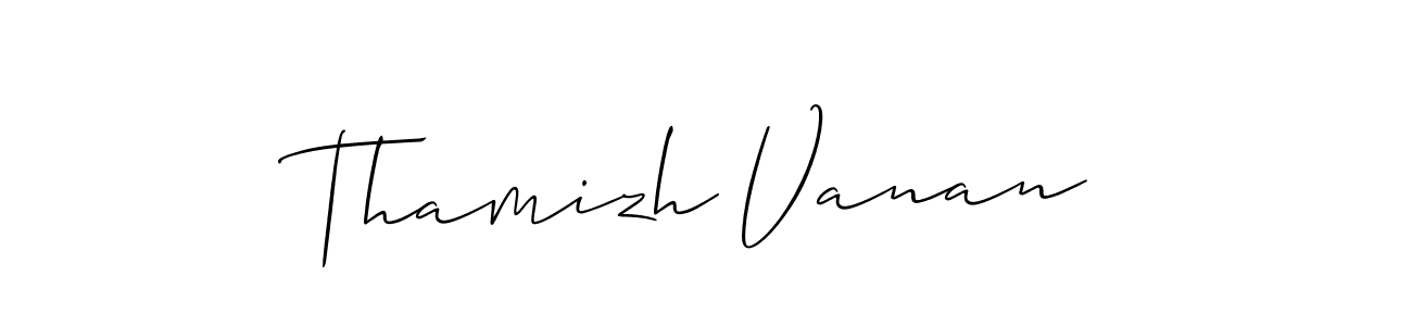 How to make Thamizh Vanan signature? Allison_Script is a professional autograph style. Create handwritten signature for Thamizh Vanan name. Thamizh Vanan signature style 2 images and pictures png