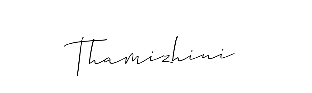 Design your own signature with our free online signature maker. With this signature software, you can create a handwritten (Allison_Script) signature for name Thamizhini. Thamizhini signature style 2 images and pictures png