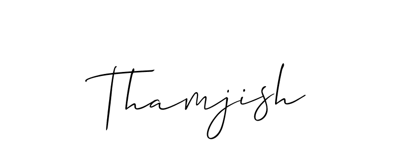 Allison_Script is a professional signature style that is perfect for those who want to add a touch of class to their signature. It is also a great choice for those who want to make their signature more unique. Get Thamjish name to fancy signature for free. Thamjish signature style 2 images and pictures png
