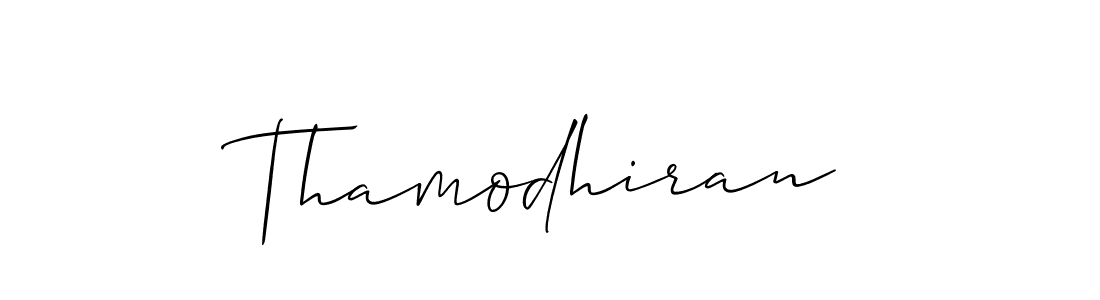 Create a beautiful signature design for name Thamodhiran. With this signature (Allison_Script) fonts, you can make a handwritten signature for free. Thamodhiran signature style 2 images and pictures png