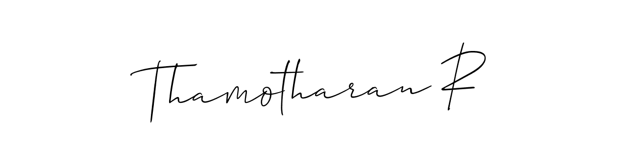 The best way (Allison_Script) to make a short signature is to pick only two or three words in your name. The name Thamotharan R include a total of six letters. For converting this name. Thamotharan R signature style 2 images and pictures png