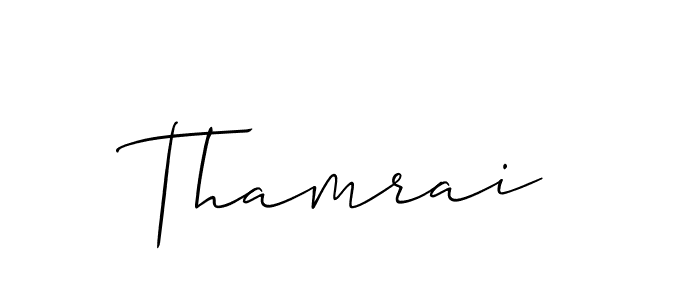 Design your own signature with our free online signature maker. With this signature software, you can create a handwritten (Allison_Script) signature for name Thamrai. Thamrai signature style 2 images and pictures png