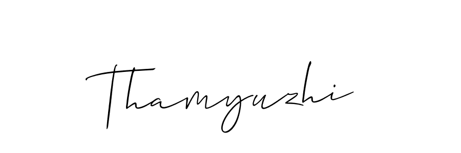 Allison_Script is a professional signature style that is perfect for those who want to add a touch of class to their signature. It is also a great choice for those who want to make their signature more unique. Get Thamyuzhi name to fancy signature for free. Thamyuzhi signature style 2 images and pictures png