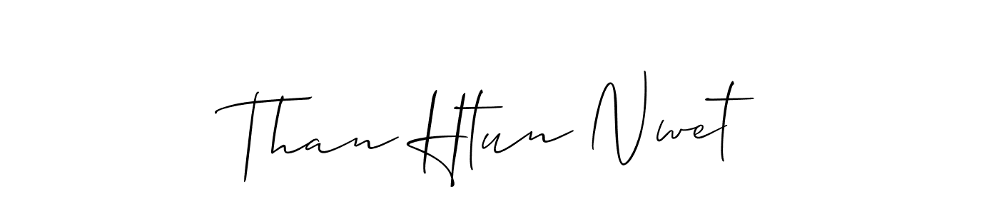 It looks lik you need a new signature style for name Than Htun Nwet. Design unique handwritten (Allison_Script) signature with our free signature maker in just a few clicks. Than Htun Nwet signature style 2 images and pictures png