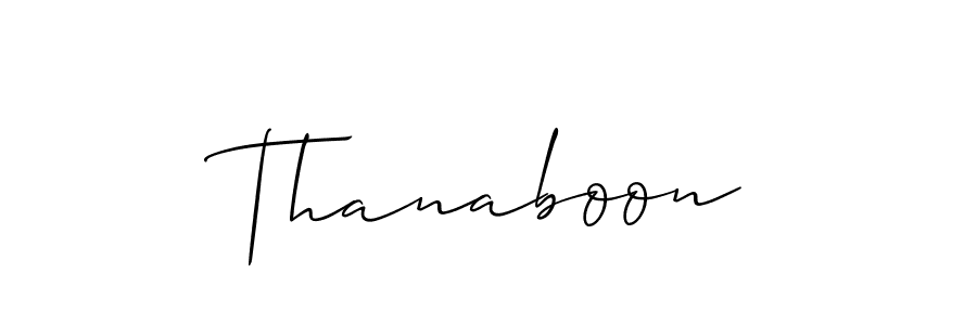 Make a beautiful signature design for name Thanaboon. With this signature (Allison_Script) style, you can create a handwritten signature for free. Thanaboon signature style 2 images and pictures png
