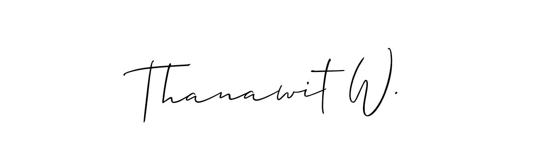 Use a signature maker to create a handwritten signature online. With this signature software, you can design (Allison_Script) your own signature for name Thanawit W.. Thanawit W. signature style 2 images and pictures png