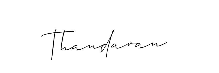 Design your own signature with our free online signature maker. With this signature software, you can create a handwritten (Allison_Script) signature for name Thandavan. Thandavan signature style 2 images and pictures png