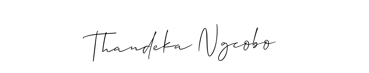 Allison_Script is a professional signature style that is perfect for those who want to add a touch of class to their signature. It is also a great choice for those who want to make their signature more unique. Get Thandeka Ngcobo name to fancy signature for free. Thandeka Ngcobo signature style 2 images and pictures png