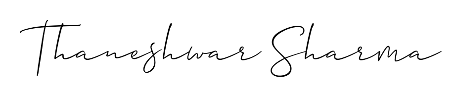 A modern signature idea for name Thaneshwar Sharma using Allison_Script font. Clean strokes and elegant curves make it stand out instantly. Thaneshwar Sharma signature style 2 images and pictures png