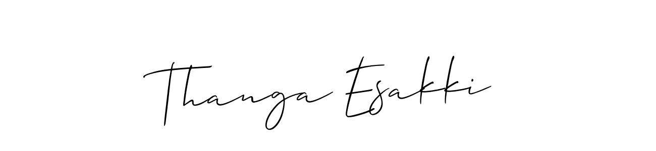 if you are searching for the best signature style for your name Thanga Esakki. so please give up your signature search. here we have designed multiple signature styles  using Allison_Script. Thanga Esakki signature style 2 images and pictures png
