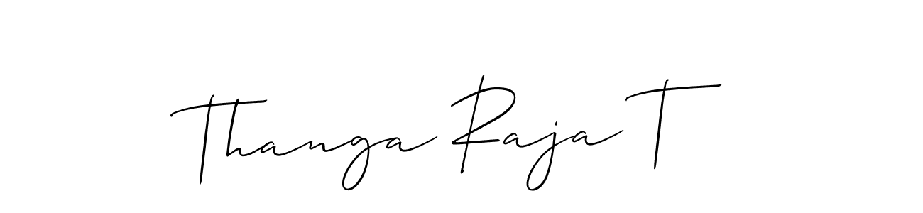 if you are searching for the best signature style for your name Thanga Raja T. so please give up your signature search. here we have designed multiple signature styles  using Allison_Script. Thanga Raja T signature style 2 images and pictures png