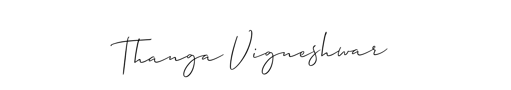 Create a beautiful signature design for name Thanga Vigneshwar. With this signature (Allison_Script) fonts, you can make a handwritten signature for free. Thanga Vigneshwar signature style 2 images and pictures png