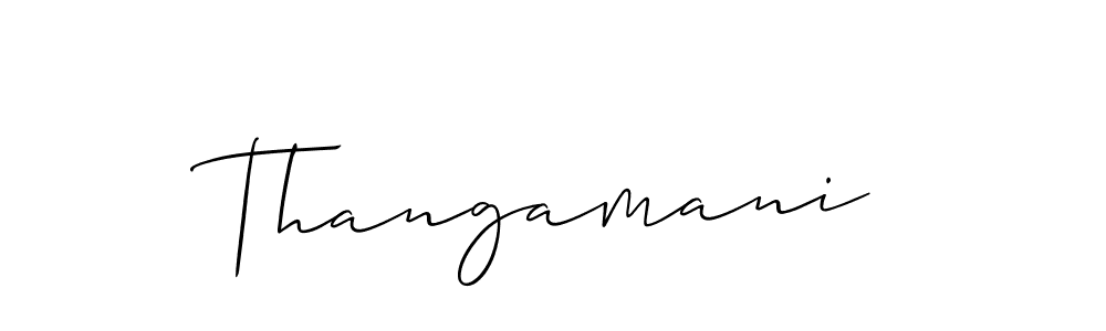 Use a signature maker to create a handwritten signature online. With this signature software, you can design (Allison_Script) your own signature for name Thangamani. Thangamani signature style 2 images and pictures png