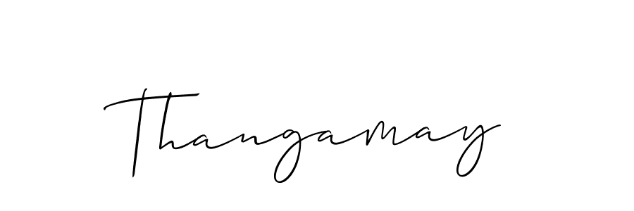 Make a beautiful signature design for name Thangamay. With this signature (Allison_Script) style, you can create a handwritten signature for free. Thangamay signature style 2 images and pictures png