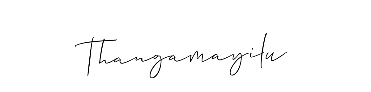 You should practise on your own different ways (Allison_Script) to write your name (Thangamayilu) in signature. don't let someone else do it for you. Thangamayilu signature style 2 images and pictures png