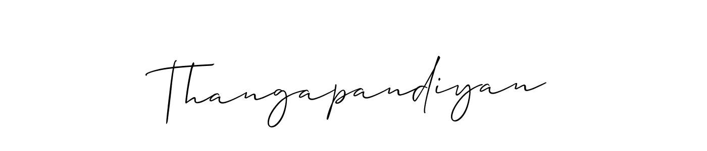 Allison_Script is a professional signature style that is perfect for those who want to add a touch of class to their signature. It is also a great choice for those who want to make their signature more unique. Get Thangapandiyan name to fancy signature for free. Thangapandiyan signature style 2 images and pictures png