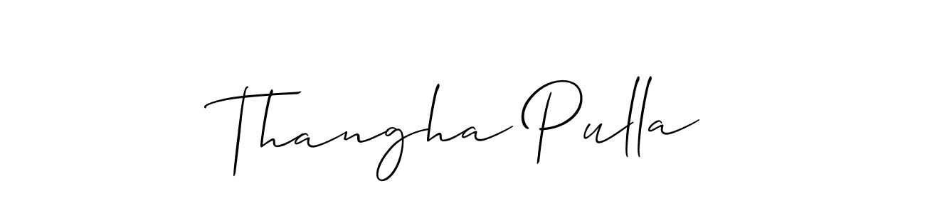 The best way (Allison_Script) to make a short signature is to pick only two or three words in your name. The name Thangha Pulla include a total of six letters. For converting this name. Thangha Pulla signature style 2 images and pictures png