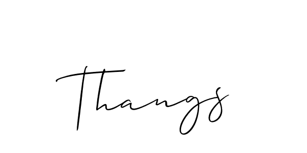 Design your own signature with our free online signature maker. With this signature software, you can create a handwritten (Allison_Script) signature for name Thangs. Thangs signature style 2 images and pictures png