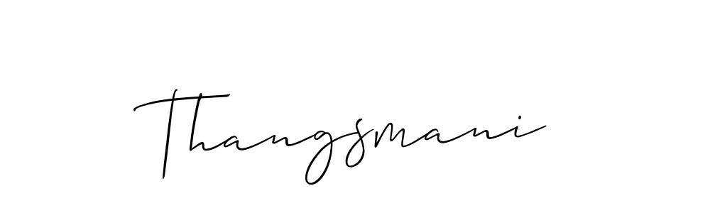 The best way (Allison_Script) to make a short signature is to pick only two or three words in your name. The name Thangsmani include a total of six letters. For converting this name. Thangsmani signature style 2 images and pictures png