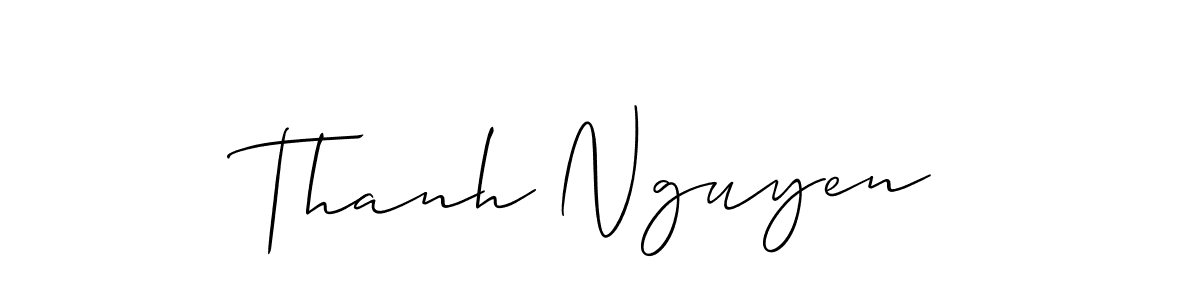 Use a signature maker to create a handwritten signature online. With this signature software, you can design (Allison_Script) your own signature for name Thanh Nguyen. Thanh Nguyen signature style 2 images and pictures png