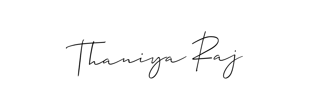 Create a beautiful signature design for name Thaniya Raj. With this signature (Allison_Script) fonts, you can make a handwritten signature for free. Thaniya Raj signature style 2 images and pictures png