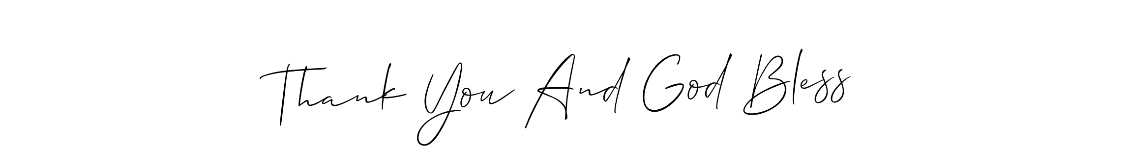 Allison_Script is a professional signature style that is perfect for those who want to add a touch of class to their signature. It is also a great choice for those who want to make their signature more unique. Get Thank You And God Bless name to fancy signature for free. Thank You And God Bless signature style 2 images and pictures png