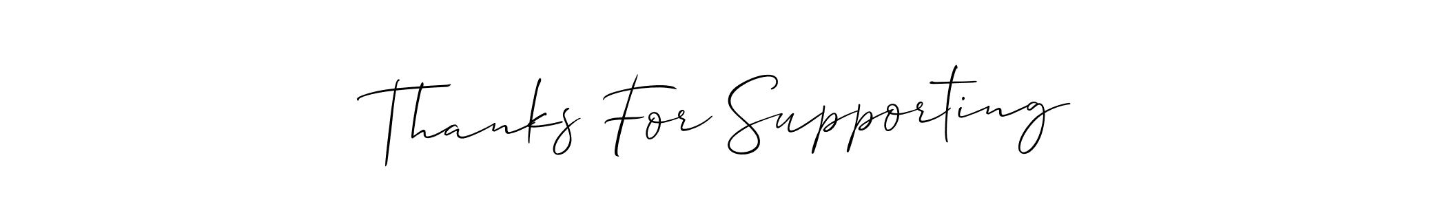 Create a beautiful signature design for name Thanks For Supporting. With this signature (Allison_Script) fonts, you can make a handwritten signature for free. Thanks For Supporting signature style 2 images and pictures png