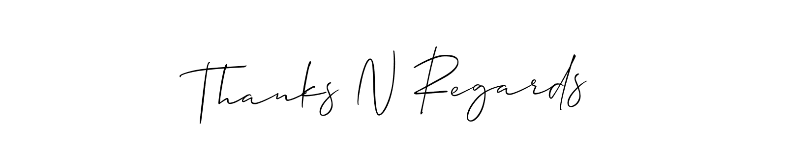 How to make Thanks N Regards signature? Allison_Script is a professional autograph style. Create handwritten signature for Thanks N Regards name. Thanks N Regards signature style 2 images and pictures png