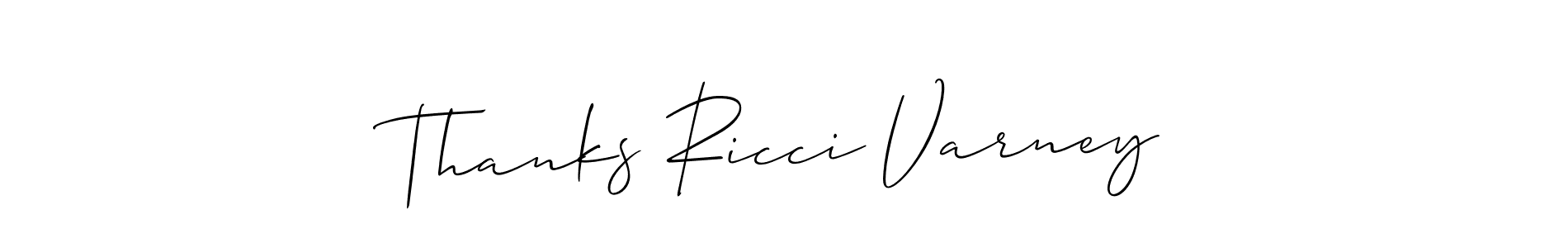 How to make Thanks Ricci Varney name signature. Use Allison_Script style for creating short signs online. This is the latest handwritten sign. Thanks Ricci Varney signature style 2 images and pictures png