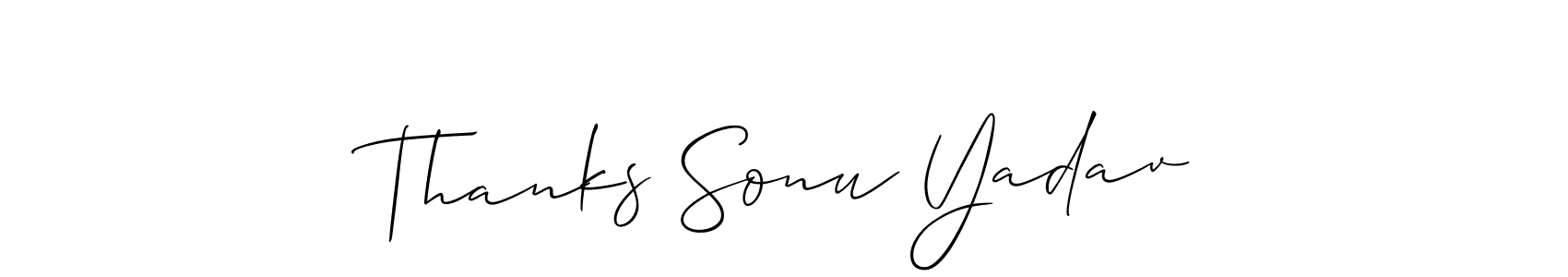 How to make Thanks Sonu Yadav signature? Allison_Script is a professional autograph style. Create handwritten signature for Thanks Sonu Yadav name. Thanks Sonu Yadav signature style 2 images and pictures png