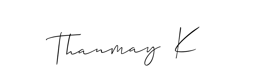 Also You can easily find your signature by using the search form. We will create Thanmay  K name handwritten signature images for you free of cost using Allison_Script sign style. Thanmay  K signature style 2 images and pictures png