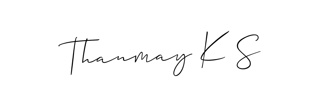How to make Thanmay K S signature? Allison_Script is a professional autograph style. Create handwritten signature for Thanmay K S name. Thanmay K S signature style 2 images and pictures png
