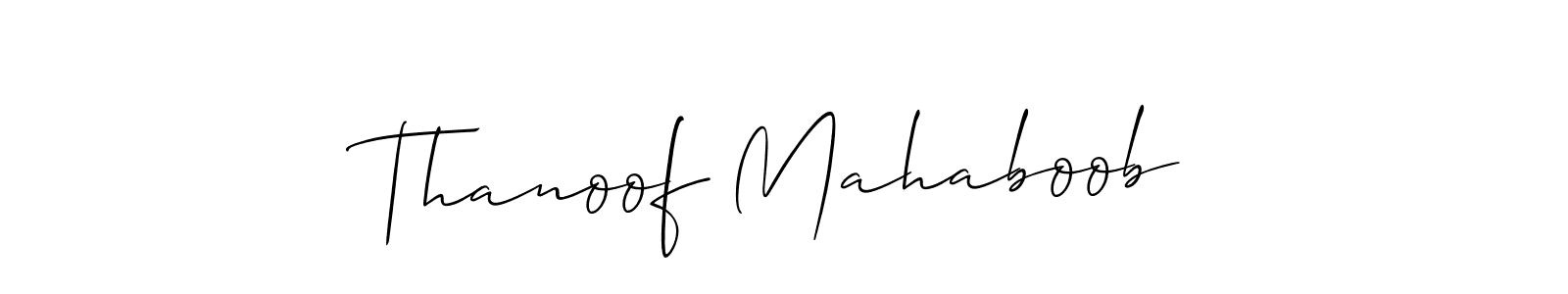 How to make Thanoof Mahaboob signature? Allison_Script is a professional autograph style. Create handwritten signature for Thanoof Mahaboob name. Thanoof Mahaboob signature style 2 images and pictures png