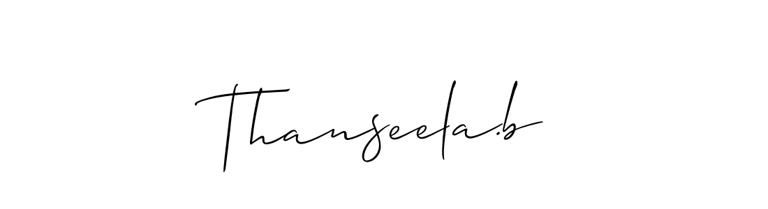 It looks lik you need a new signature style for name Thanseela.b. Design unique handwritten (Allison_Script) signature with our free signature maker in just a few clicks. Thanseela.b signature style 2 images and pictures png