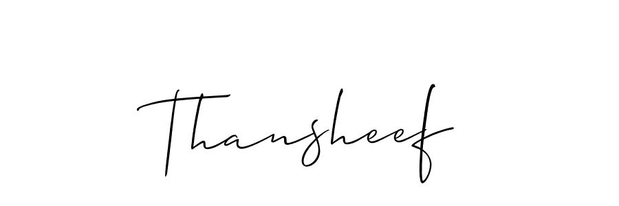 Make a short Thansheef signature style. Manage your documents anywhere anytime using Allison_Script. Create and add eSignatures, submit forms, share and send files easily. Thansheef signature style 2 images and pictures png