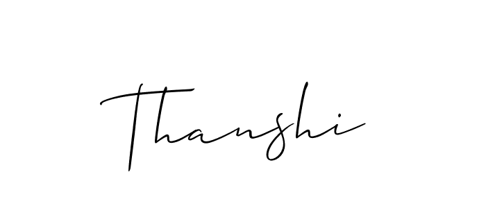 Use a signature maker to create a handwritten signature online. With this signature software, you can design (Allison_Script) your own signature for name Thanshi. Thanshi signature style 2 images and pictures png
