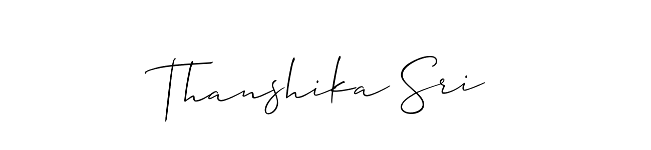 You should practise on your own different ways (Allison_Script) to write your name (Thanshika Sri) in signature. don't let someone else do it for you. Thanshika Sri signature style 2 images and pictures png
