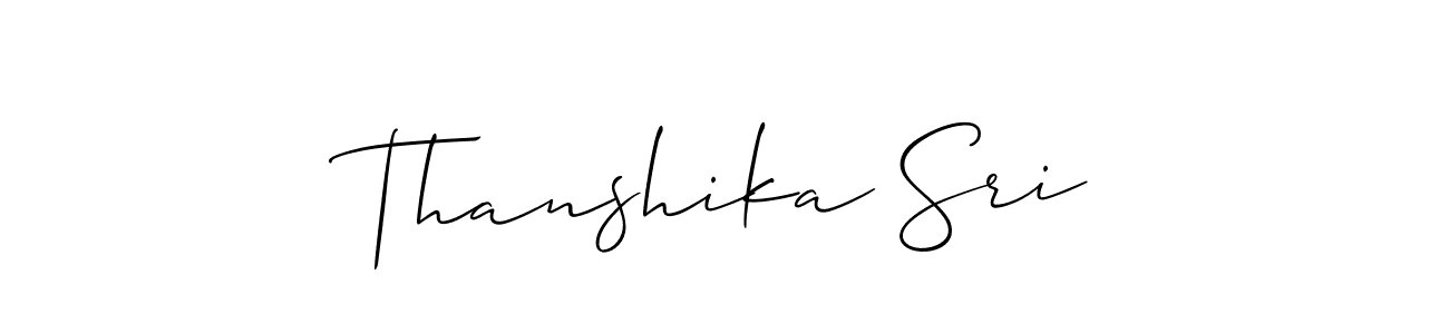 Create a beautiful signature design for name Thanshika Sri. With this signature (Allison_Script) fonts, you can make a handwritten signature for free. Thanshika Sri signature style 2 images and pictures png