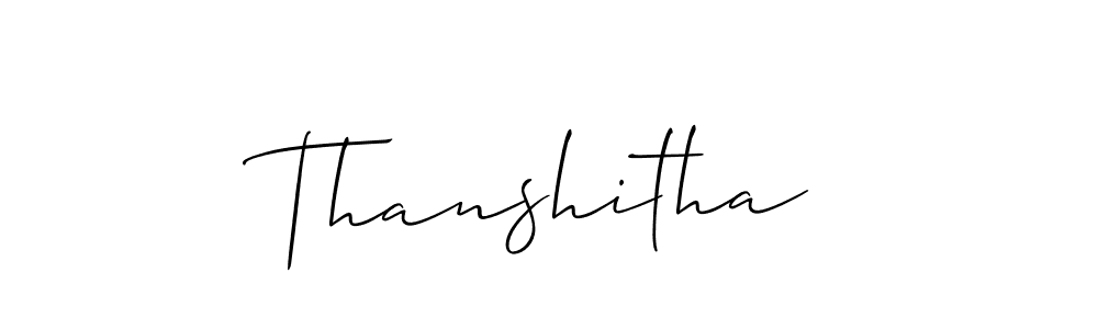 Design your own signature with our free online signature maker. With this signature software, you can create a handwritten (Allison_Script) signature for name Thanshitha. Thanshitha signature style 2 images and pictures png