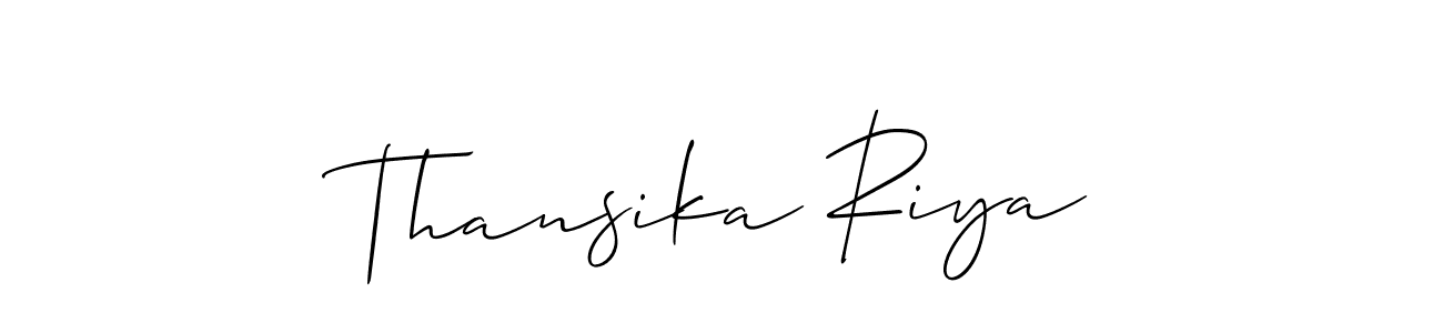 How to make Thansika Riya signature? Allison_Script is a professional autograph style. Create handwritten signature for Thansika Riya name. Thansika Riya signature style 2 images and pictures png
