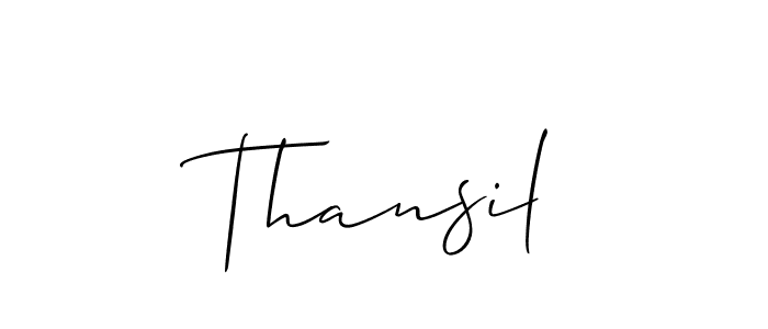 Use a signature maker to create a handwritten signature online. With this signature software, you can design (Allison_Script) your own signature for name Thansil. Thansil signature style 2 images and pictures png