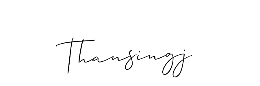 The best way (Allison_Script) to make a short signature is to pick only two or three words in your name. The name Thansingj include a total of six letters. For converting this name. Thansingj signature style 2 images and pictures png